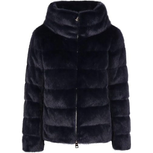 Herno Sommerjacken Faux Fur Cape Down Jacket Blue blau