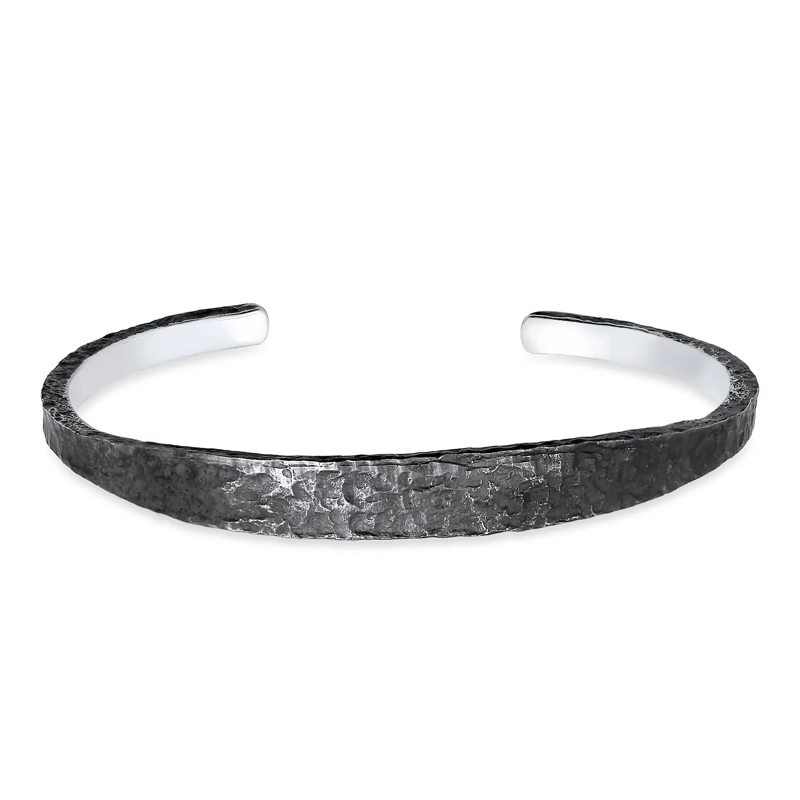 Kuzzoi Armband Armband Herren Armreif Handgefertigt Used Look 925 grau