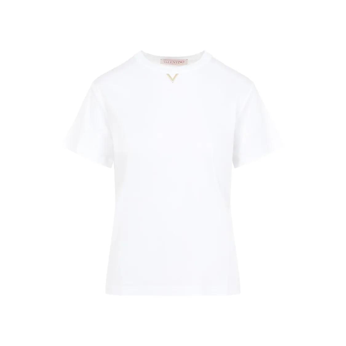 VALENTINO - White Cotton T-Shirt - Größe XS - weiß