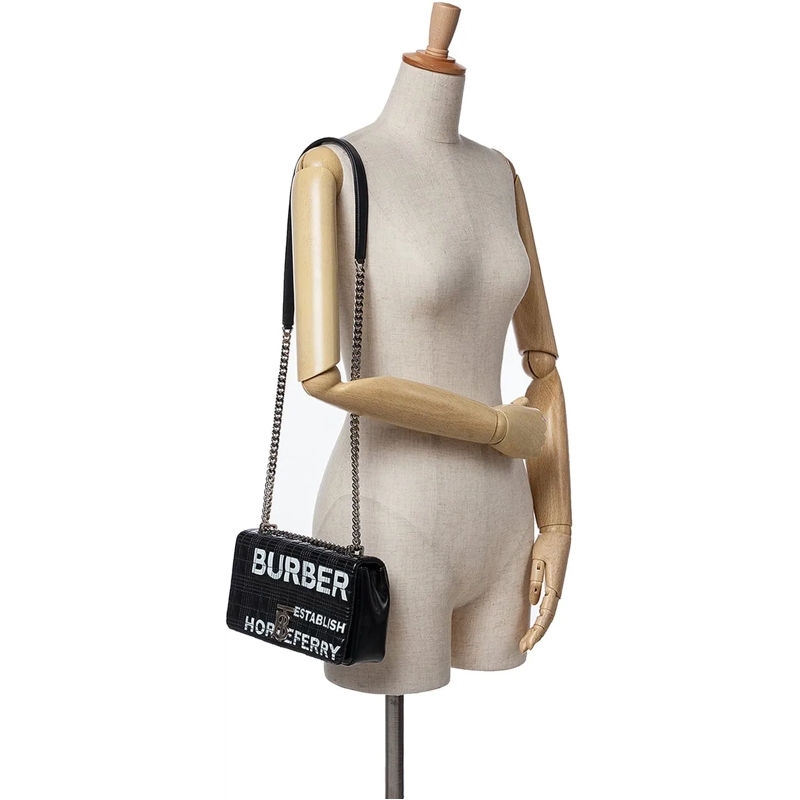 Burberry Schultertasche Small Patent Horseferry Lola Crossbody schwarz