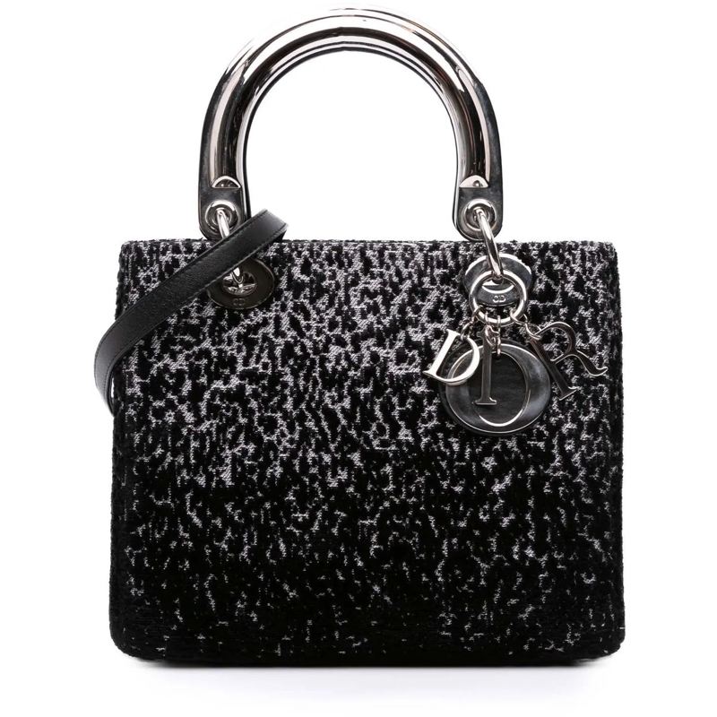 Christian Dior Schultertasche Medium Velvet and Canvas Lady D Lite schwarz
