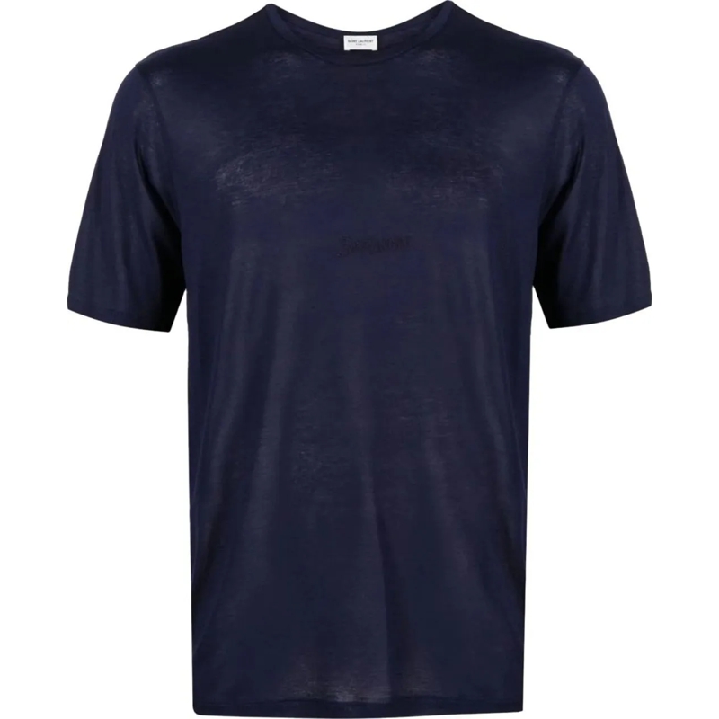 Saint Laurent  Embroidered Logo T-shirt blau