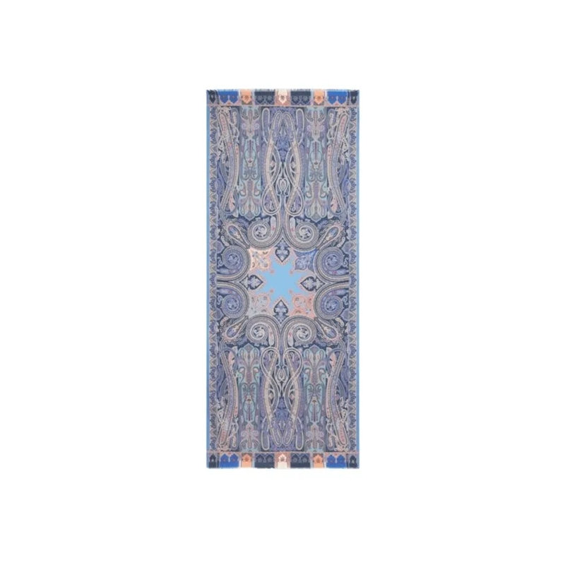 Etro Écharpe légère Intricate Paisley Print Cashmere-Silk Scarf Grey