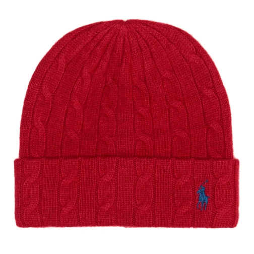 Polo Ralph Lauren Clc Cbl Cuff Hat Cold Weather New Red Cappello di lana
