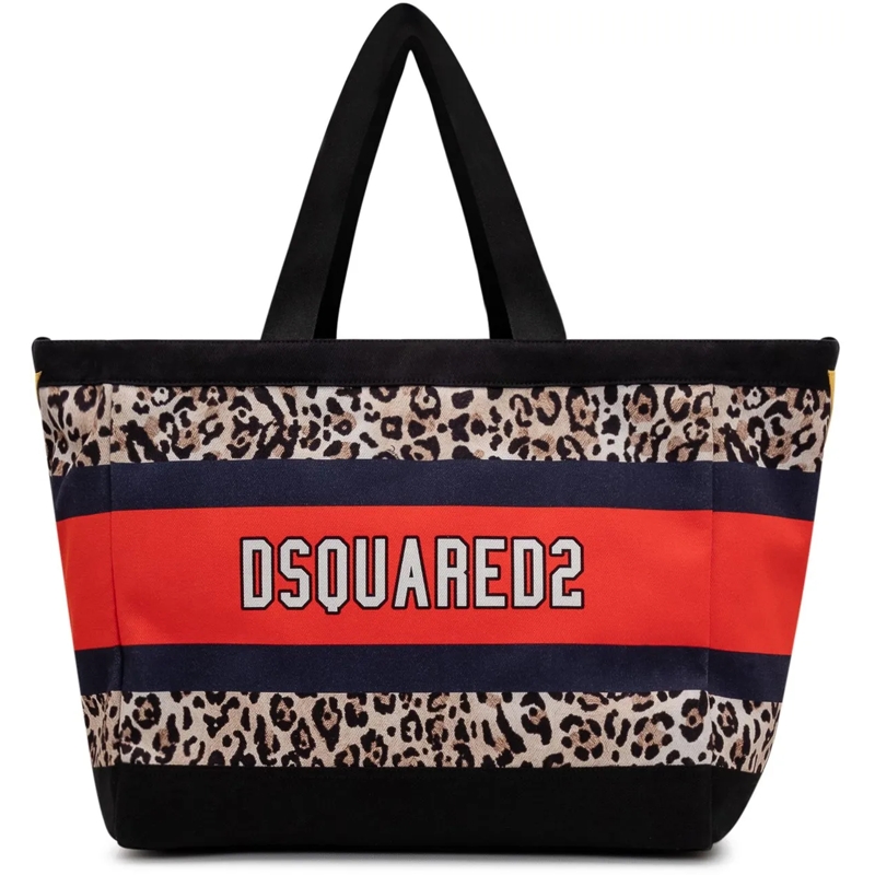 Dsquared2 Shopper Tote Bag in Canvas con Stampa Animalier mehrfarbig