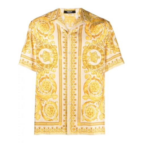 Versace Barocco Silk Beige/Yellow Shirt Yellow 