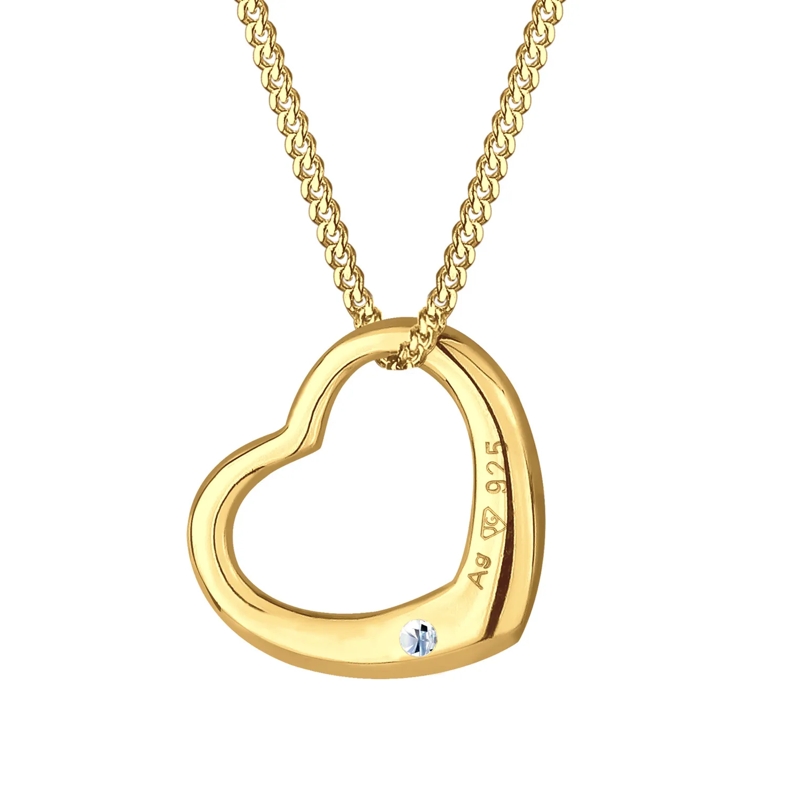 Elli Mittellange Halskette Halskette Herz Liebe Diamant (0.03 ct.) 925 Silber gold(Image 10)