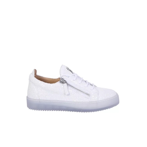 Giuseppe Zanotti White Glitter Fabric Low-Top Sneakers Neutrals lage-top sneaker