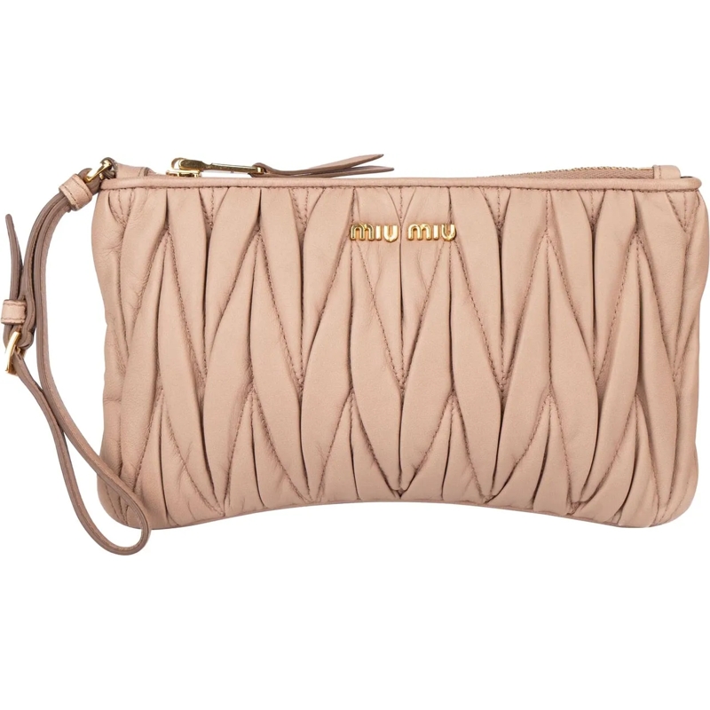 Miu Miu Tote Miu Miu Quilted Leather Clutch beige