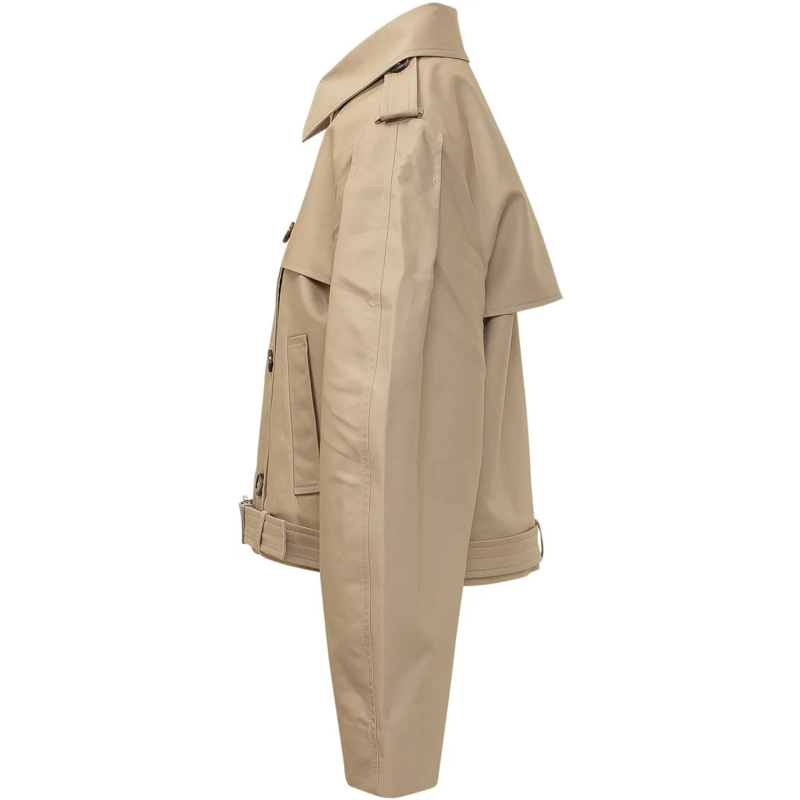 GANNI Trenchcoat Giacca Doppiopetto con Cintura beige(Image 3)