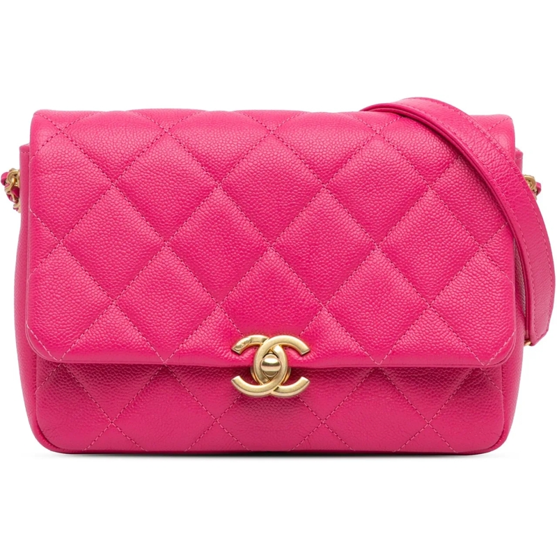 Chanel Schultertasche Small Quilted Caviar Chain Melody Flap rose
