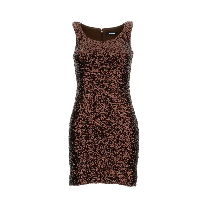 Rotate Midi-jurk Shimmering Brown Sequin Midi Dress Neutrals