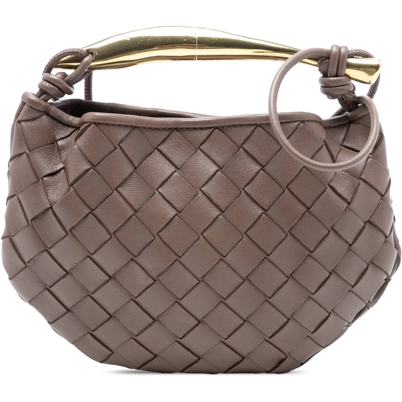 Bottega Veneta Schultertasche Baby Lambskin Intrecciato Sardine Bag braun
