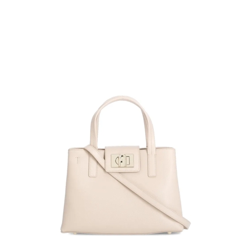 Furla Pink Pebbled Leather Shopping Bag Neutrals Tote