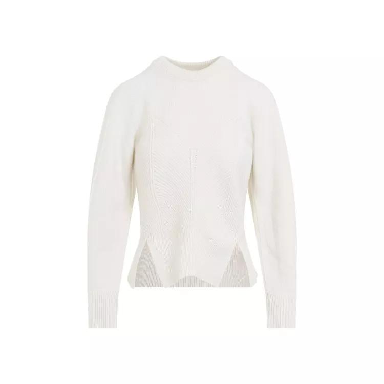 Alexander McQueen - Chevron Ivory Cashmere Pullover - Größe S - white