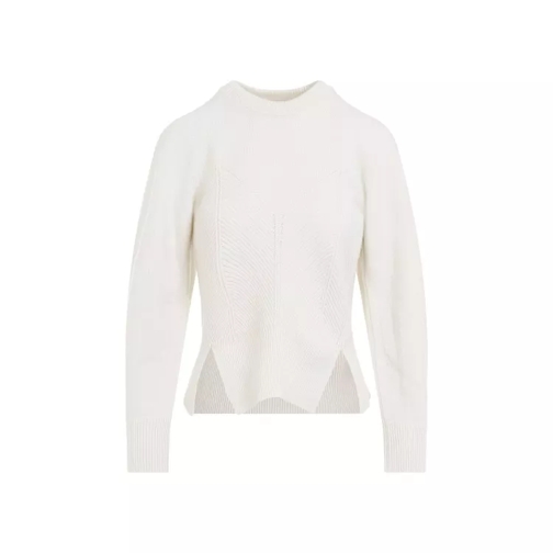 Alexander McQueen Chevron Ivory Cashmere Pullover White 