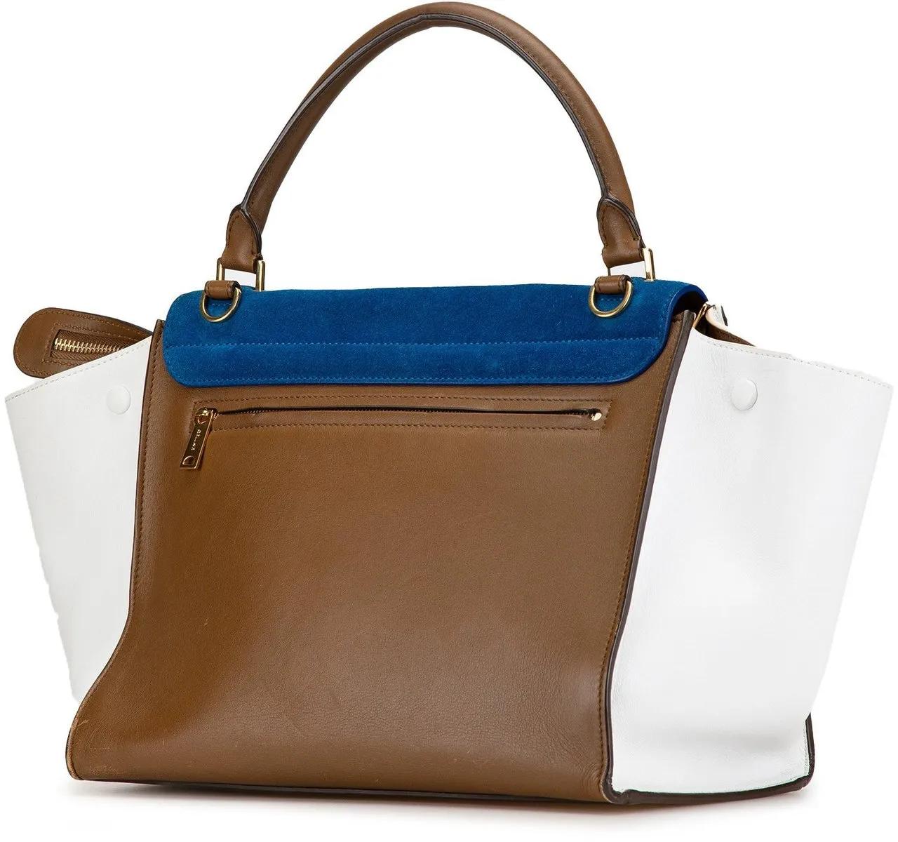 Celine Totes & shoppers Medium Tricolor Leather Trapeze Satchel in bruin