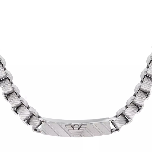 Emporio Armani Stainless Steel ID Necklace Silver Mellanlångt halsband