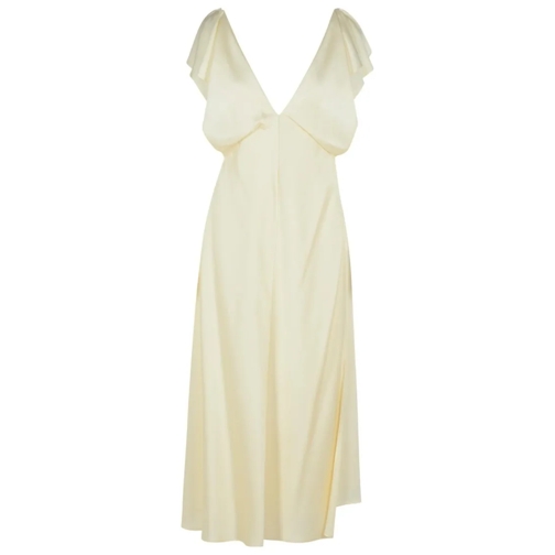 Jil Sander Midi-Kleider Ivory Viscose Blend Dress Neutrals