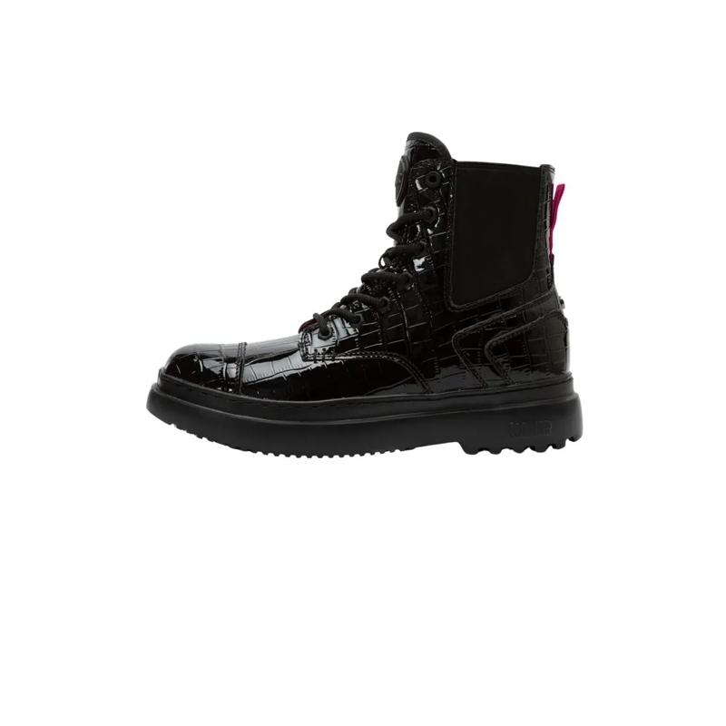 Colmar Originals Stiefel High-Gloss Crocodile Pattern Ankle Boots Black