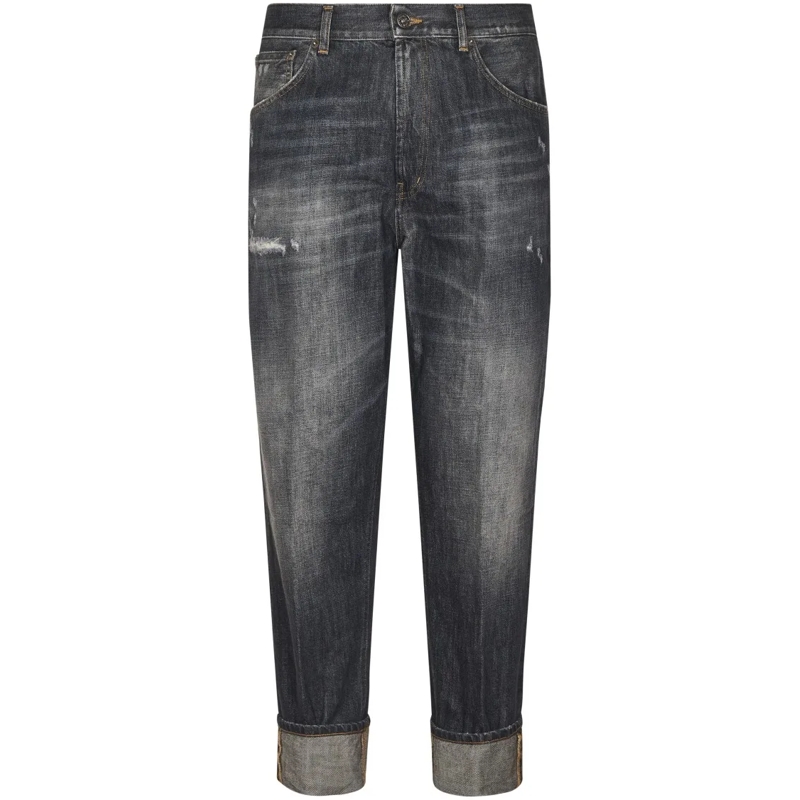 Dondup Jeans Relaxed Fit Distressed Denim Trousers With Rolled  Grey