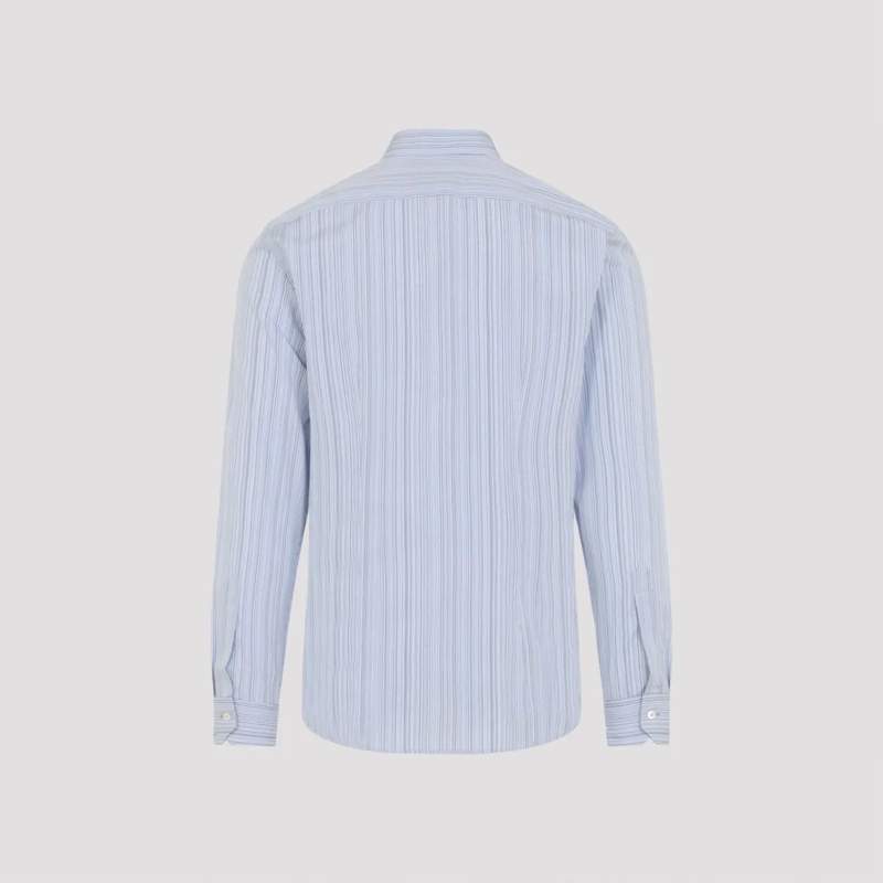 Paul Smith Chemise Light Blue Striped Casual Shirt With Traditional C Blue