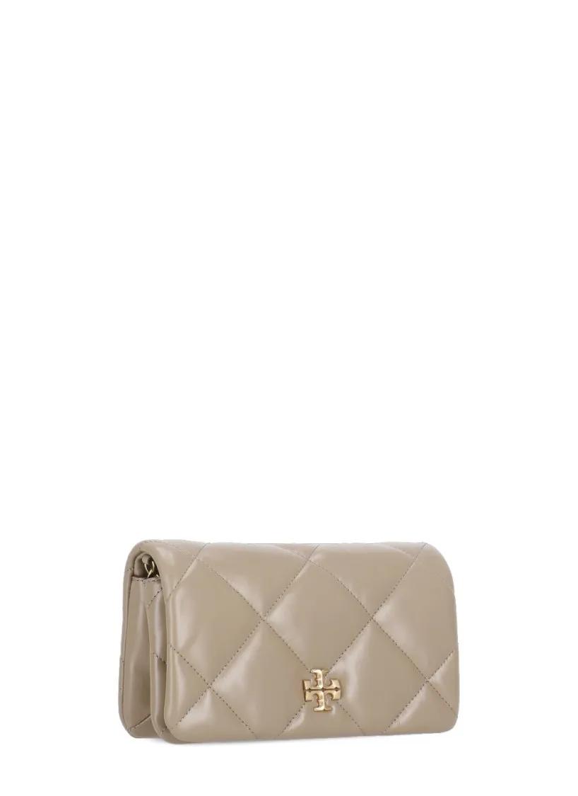TORY BURCH Hobo bags Taupe Grey Quilted Leather "Kira" Purse in grijs