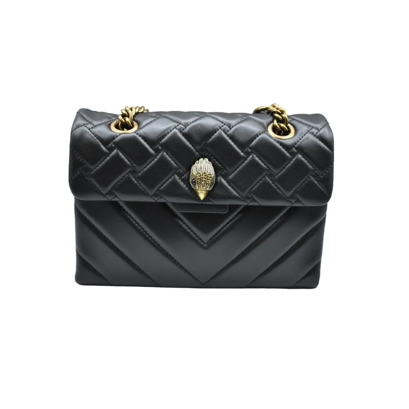 KURT GEIGER LONDON Schultertasche Structured Quilted Handbag With Gold-Tone Clasp Black