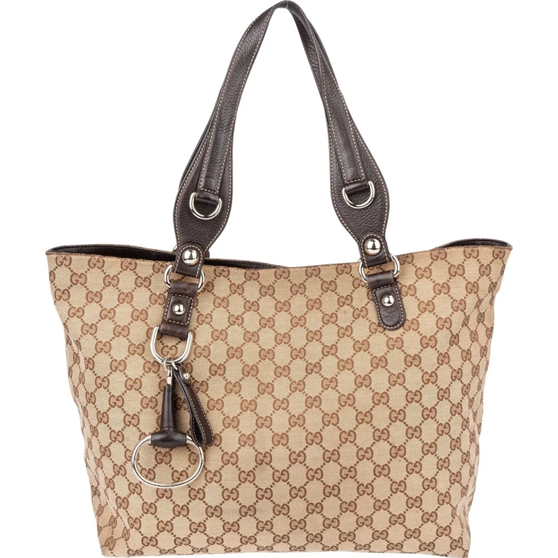 Gucci Schultertasche Gucci GG Monogram Horsebit Handbag braun