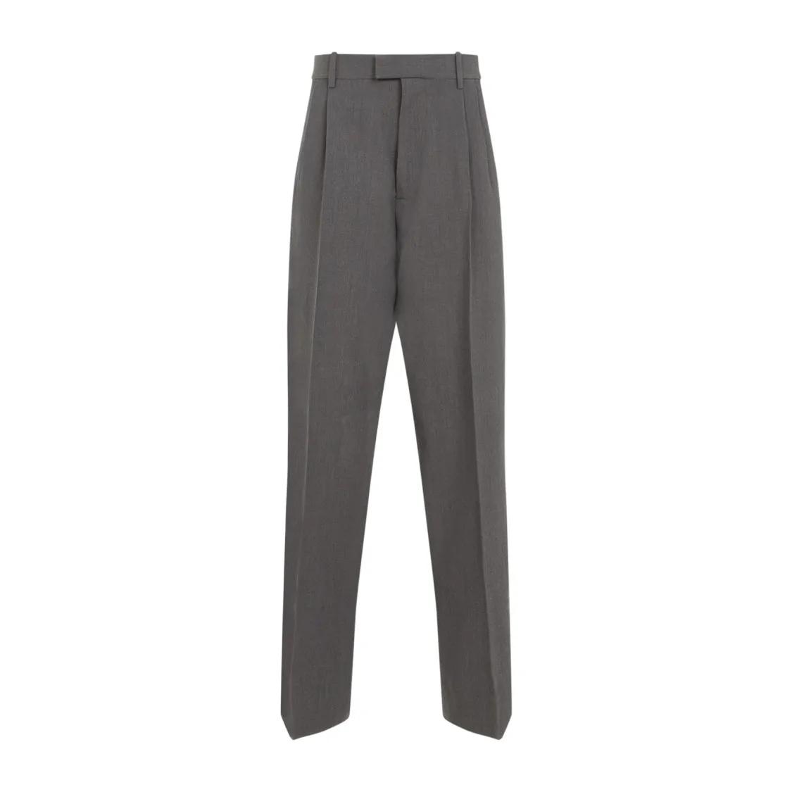 Bottega Veneta - Grey Melange Wool Pleated Trousers - Größe 38 - grau