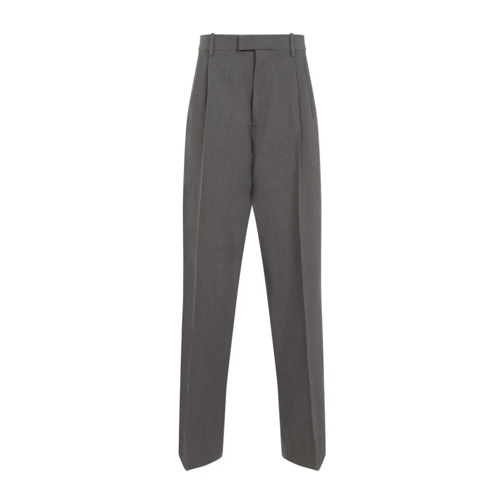 Bottega Veneta Grey Melange Wool Pleated Trousers Grey 