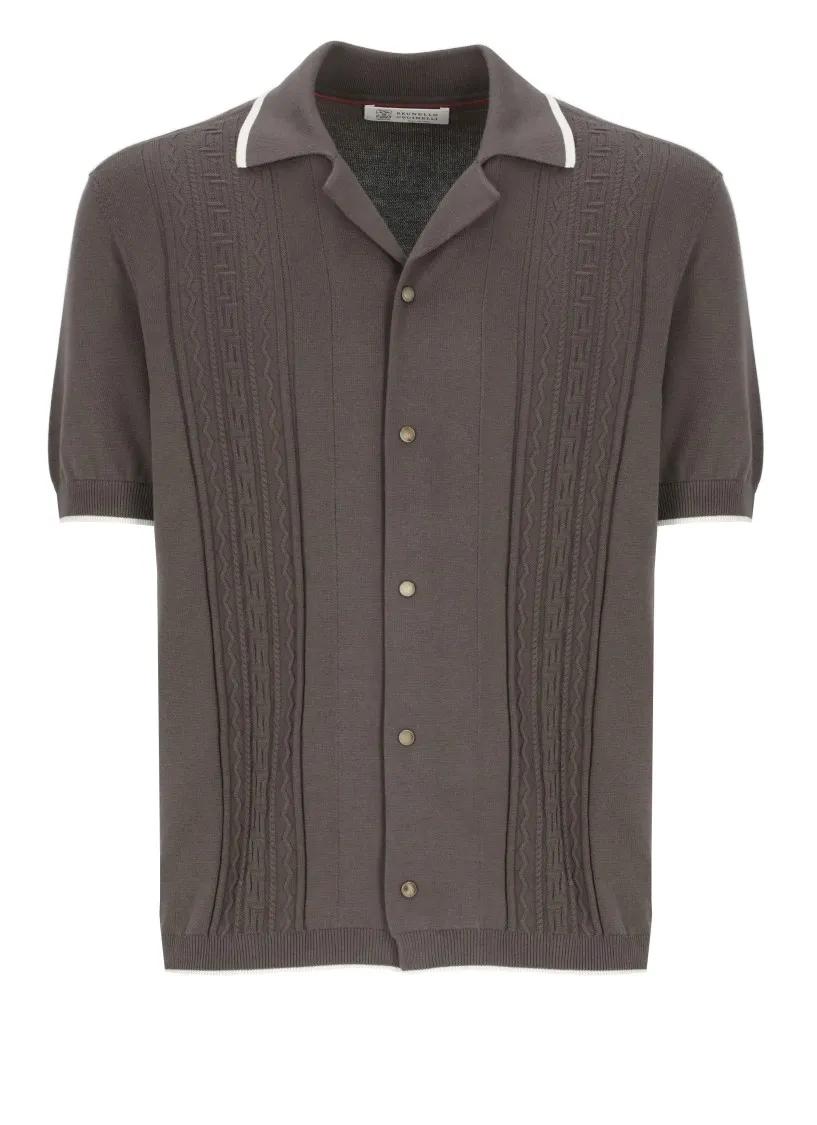 Thumbnail - Brunello Cucinelli - Dove Grey Cotton Knitted - Größe 50 - gray