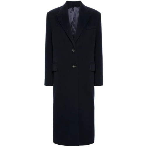 Calvin Klein Overgangsjassen Navy Blue Wool Blend Herringbone Coat Blue