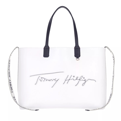 Tommy Hilfiger Iconic Tommy Signature Tote Bag  Bright White Borsa da shopping
