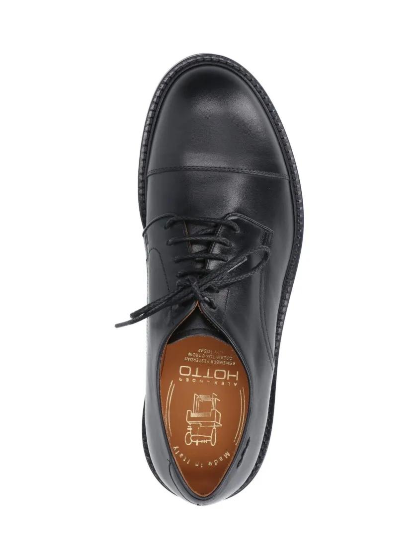 Thumbnail - Polished Black Leather Lace-Up Shoes With Refined - Gr. 41,5 (EU) - in Schwarz