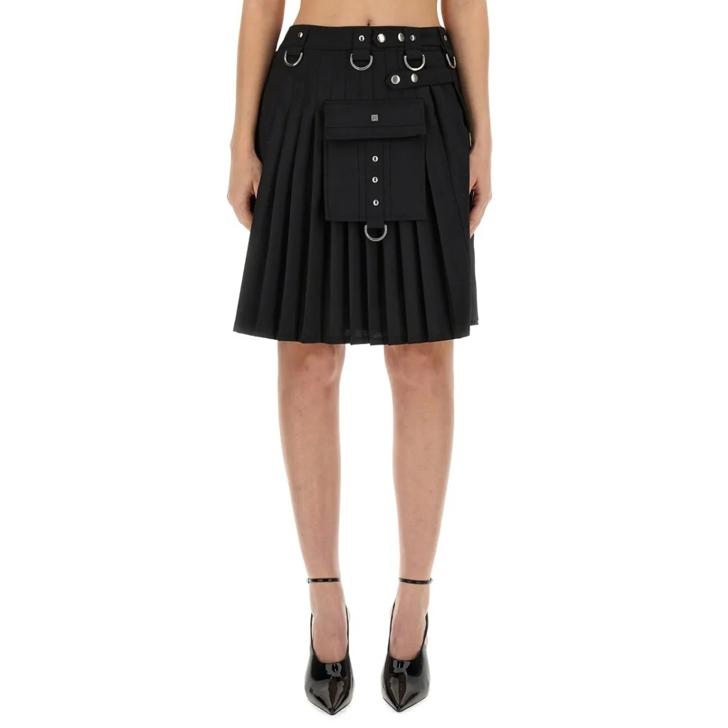 Givenchy Pleated Black Kilt Skirt Black | Minirock