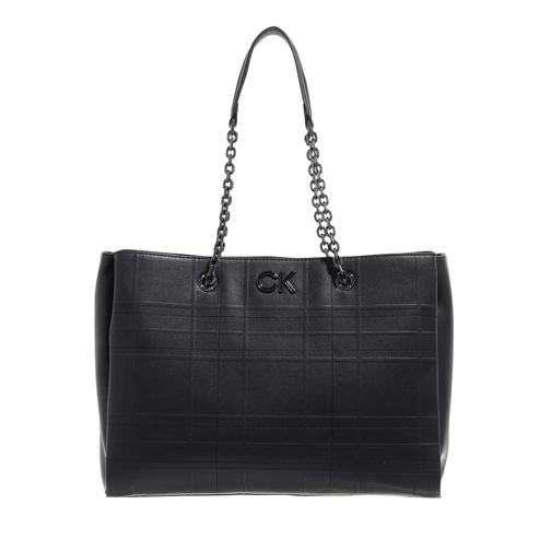 Calvin Klein Re-Lock Tote Quilt Ck Black Rymlig shoppingväska