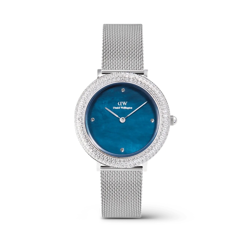 Daniel Wellington Quarzuhr Crystalline Bezel Arctic Blu Mop Uhr Silber