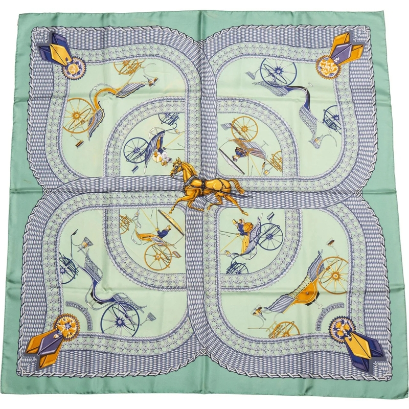Hermès Wollschal Hermes Classic "Entraineur" Silk Carre 90 Scarf Tu grün