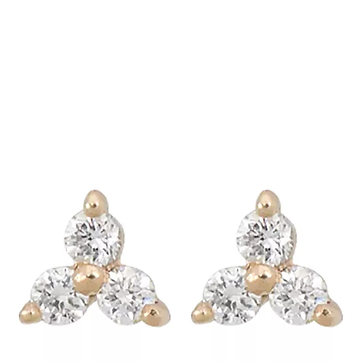 Anna+Nina Ohrringe - Single Trio Diamond Stud Earring 14K - Gr. unisize - in Weiß - für Damen