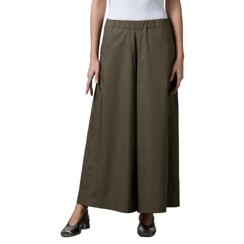 Roberto Collina  Wide-Leg Trousers In Militar Green Green