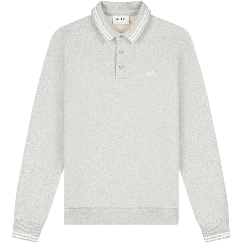 ØLÅF Polohemd Olaf Tipping Detail Oversized Polo Polos Grijs M23 grau