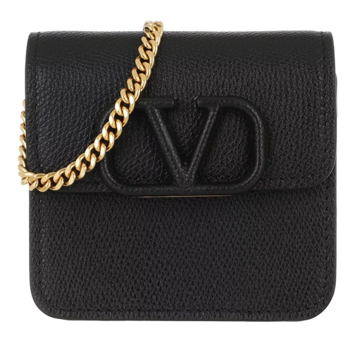 Valentino Garavani V Logo Sling Chain Wallet Leather Black Wallet On A Chain