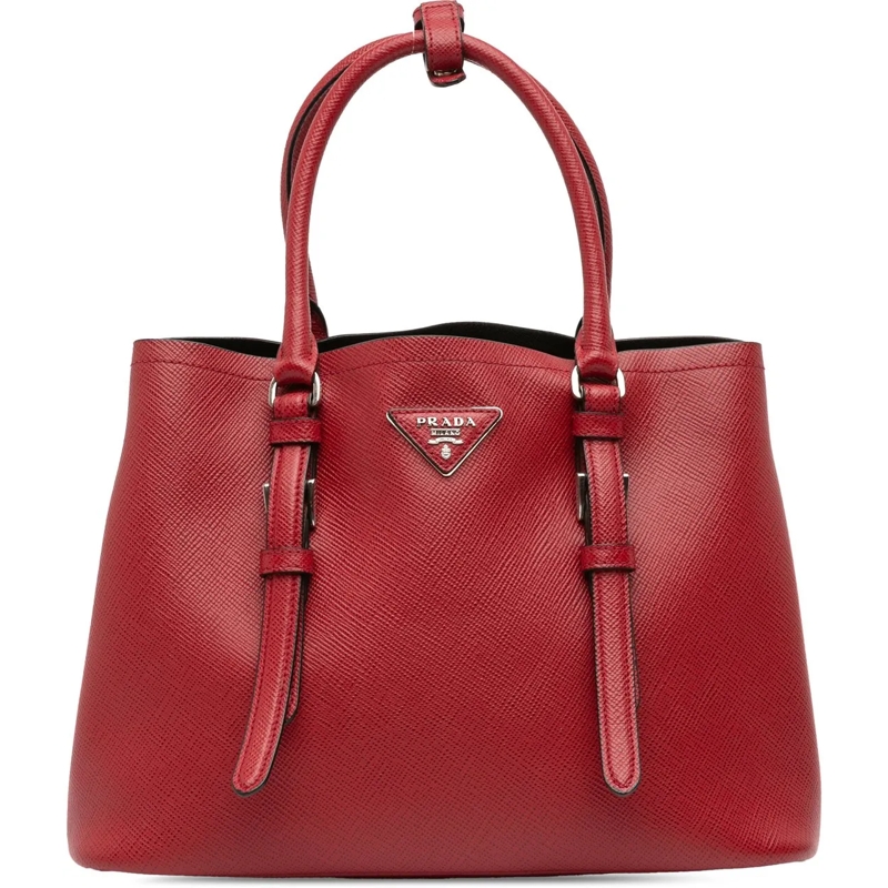Prada Sac à bandoulière Small Saffiano Cuir Double Handle Satchel rot