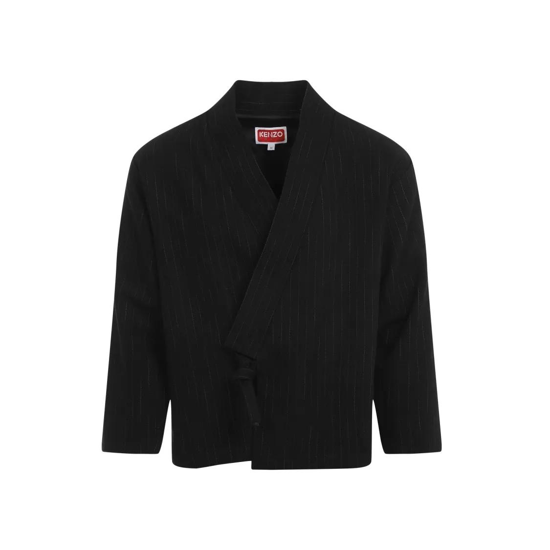 Kenzo - Black Cotton Kimono Jacket - Größe S - schwarz