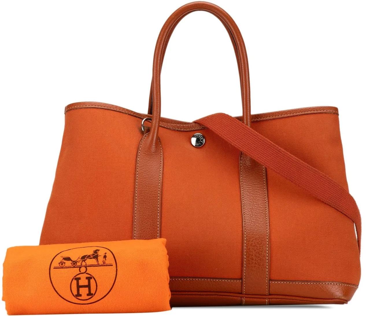 Hermès Totes & shoppers Toile and Negonda Garden Party 30 in oranje