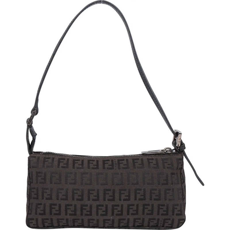 Fendi Schultertasche Fendi FF Monogram Zucca Mini Handbag schwarz