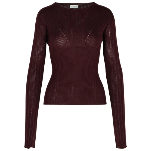 Lanvin Burgundy Wool Blend Sweater Burgundy Pullover