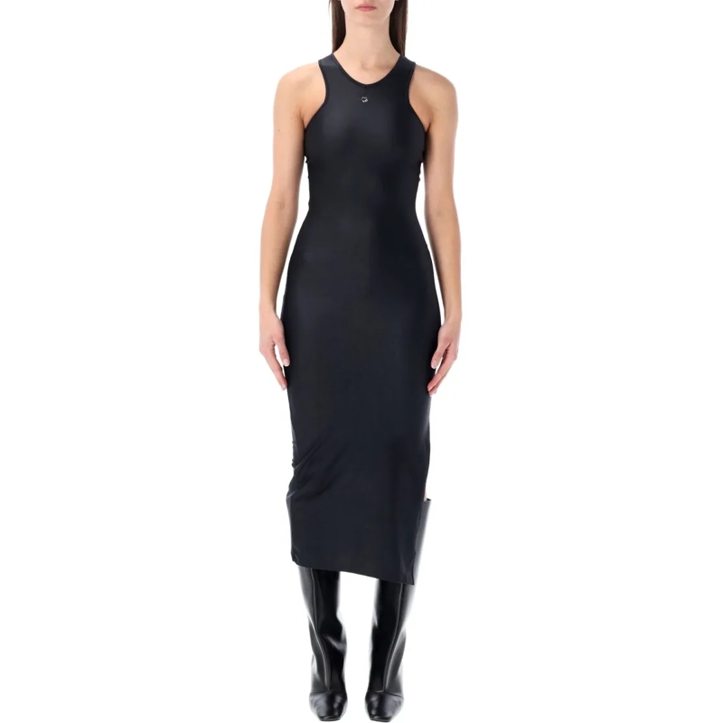 Coperni Midi-jurk Black Fitted Racer Tank Dress Black