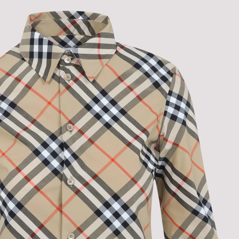 Burberry Hemd Classic Plaid Cotton Shirt With Structured Collar Neutrals(Image 3)